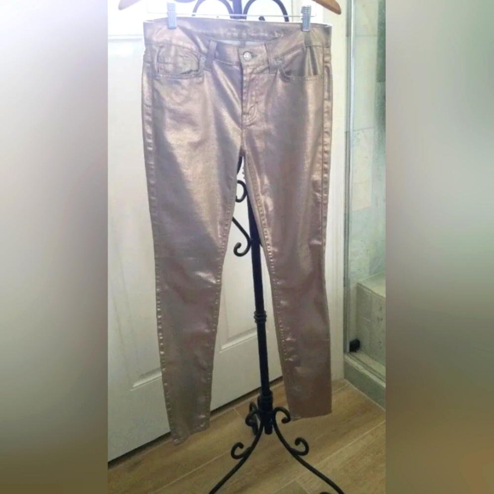 7 For All Mankind 30 Skinny Pants - Metallic Blush/Pink NWT